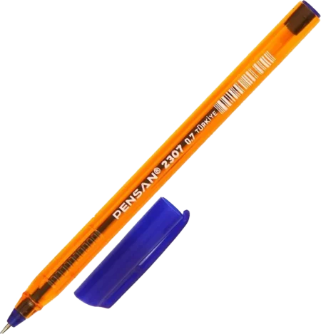 Bensan Turkish ballpoint pen, 0.7 ml, blue, transparent orange body,