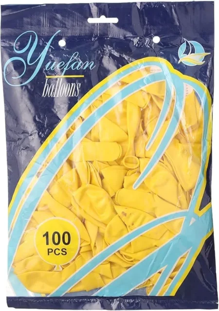 100 Latex Balloons - Yellow