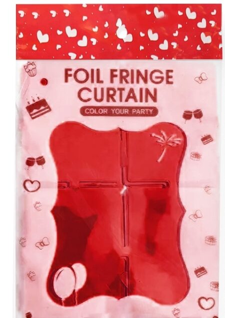 Decorative curtain for birthdays and parties, red color