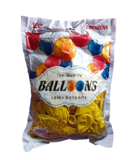 Latex balloons, 100 pieces, yellow color