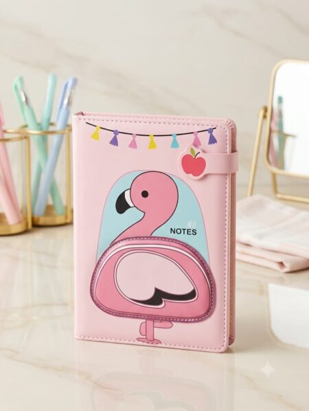 دفتر ملاحظات A5 بنقشة فلامنجو، غلاف مقوى A5 Flamingo Notebook Hard Cover