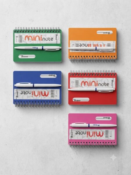 A6 دفتر ملاحظات صغير مسطر مع قلم - الوان – مقاس - Small Lined Notebook with Pen – Assorted Colors – A6 Size