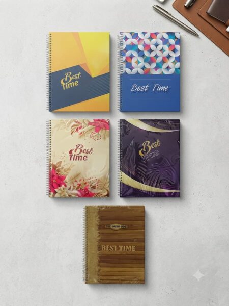 Small spiral notebook, 60 sheets, assorted designs A5 DOBLE LINES - كشكول انجليزي سلك صغير، 60 ورقة، متعدد الاشكال