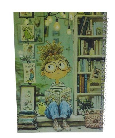 Wire-bound notebook, 100 lined pages, 20*28cm, imported white paper, 60gm