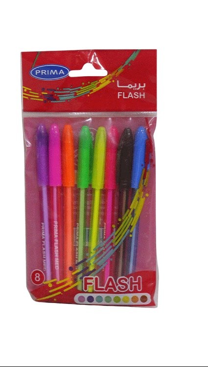 Prima Flash Med. Ballpoint Pens (Pack of 8