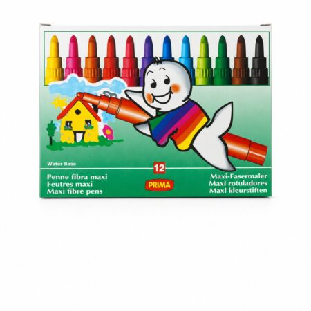 Prima Maxi Fibre Pens 12 Colors (Water Base)