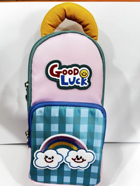 Fabric School Pencil Case with Handle, 2 Zipper Pockets (Main & Front) Model 685 Size 20x10 cm