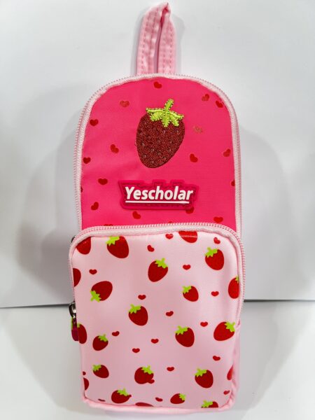 Fabric School Pencil Case with Handle, 2 Zipper Pockets (Main & Front) Model 688 Size 20x10 cm