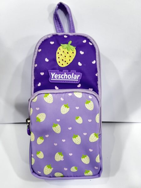 Fabric School Pencil Case with Handle, 2 Zipper Pockets (Main & Front) Model 688 Size 20x10 cm